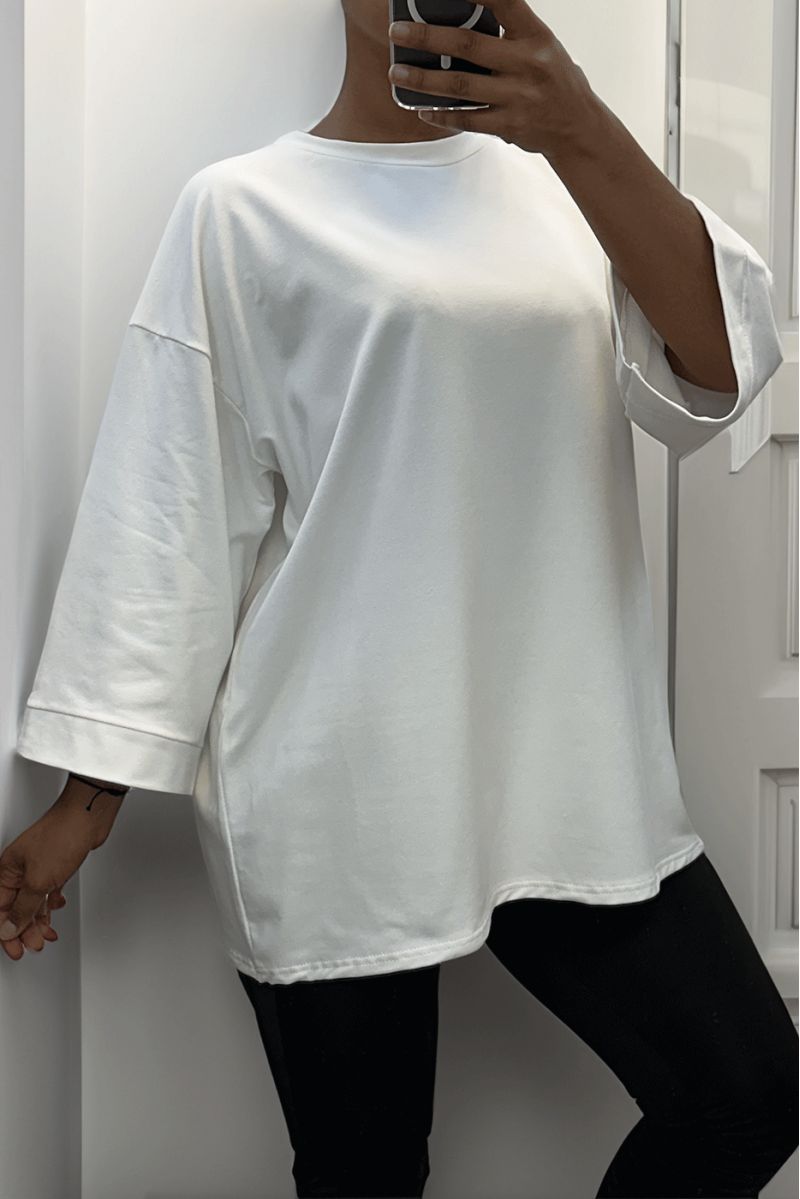 Over size white cotton sweatshirt - 3