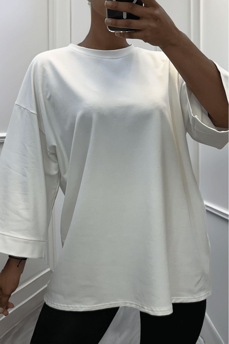 Over size white cotton sweatshirt - 4