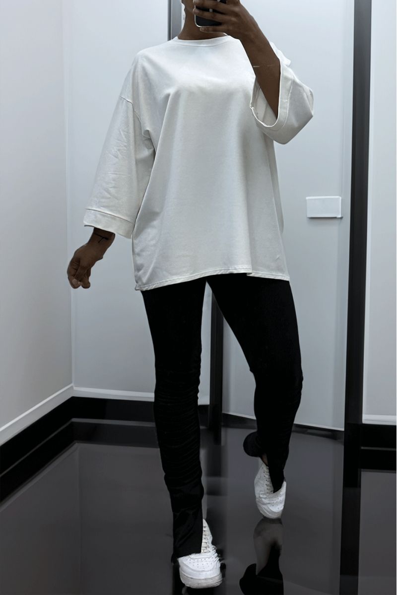 Over size white cotton sweatshirt - 5