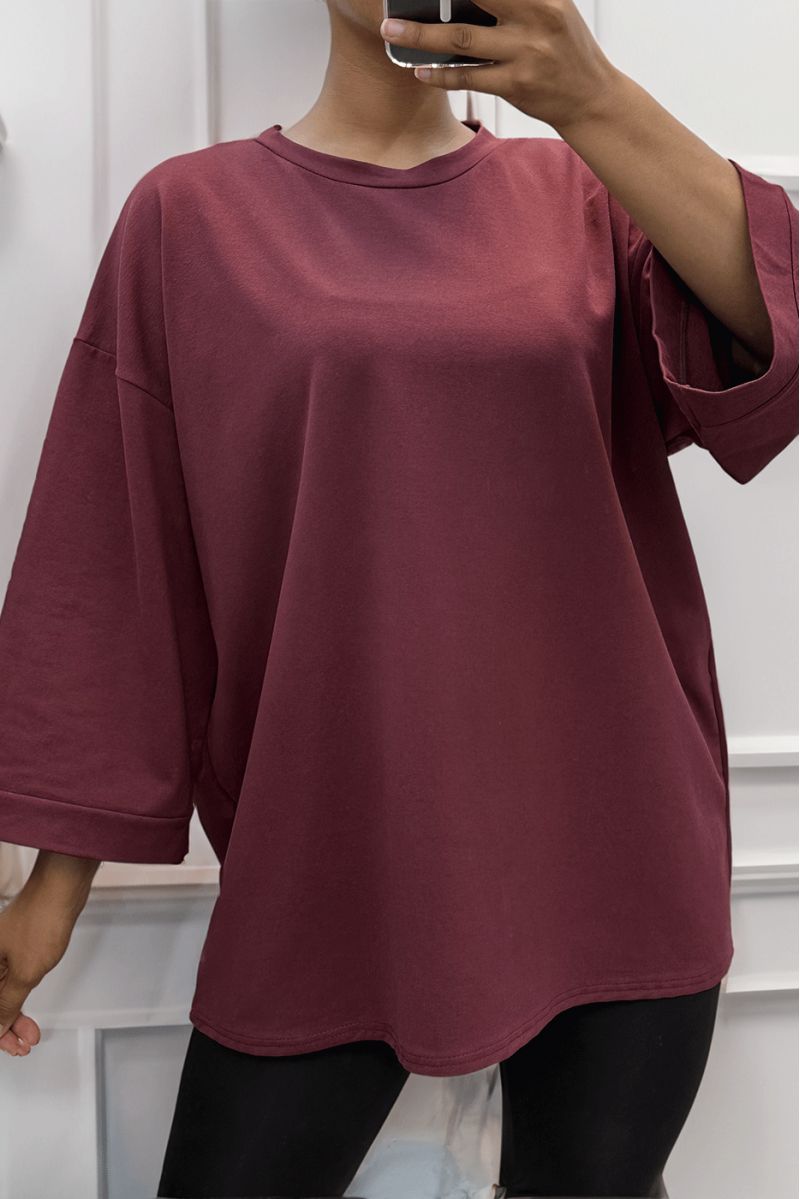 Oversized burgundy cotton sweatshirt - 2