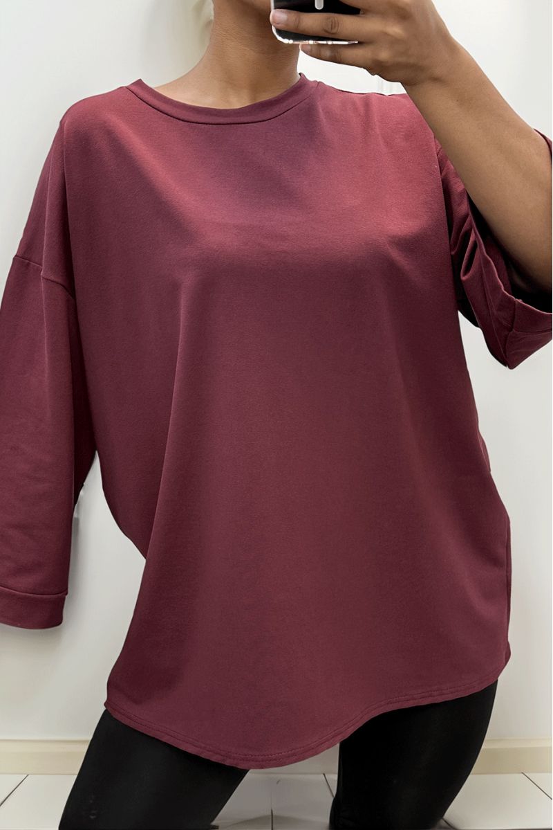 Oversized burgundy cotton sweatshirt - 3