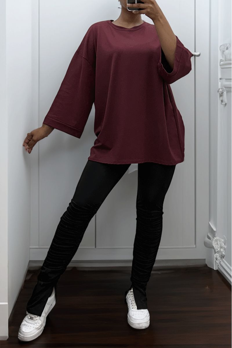 Oversized burgundy cotton sweatshirt - 4