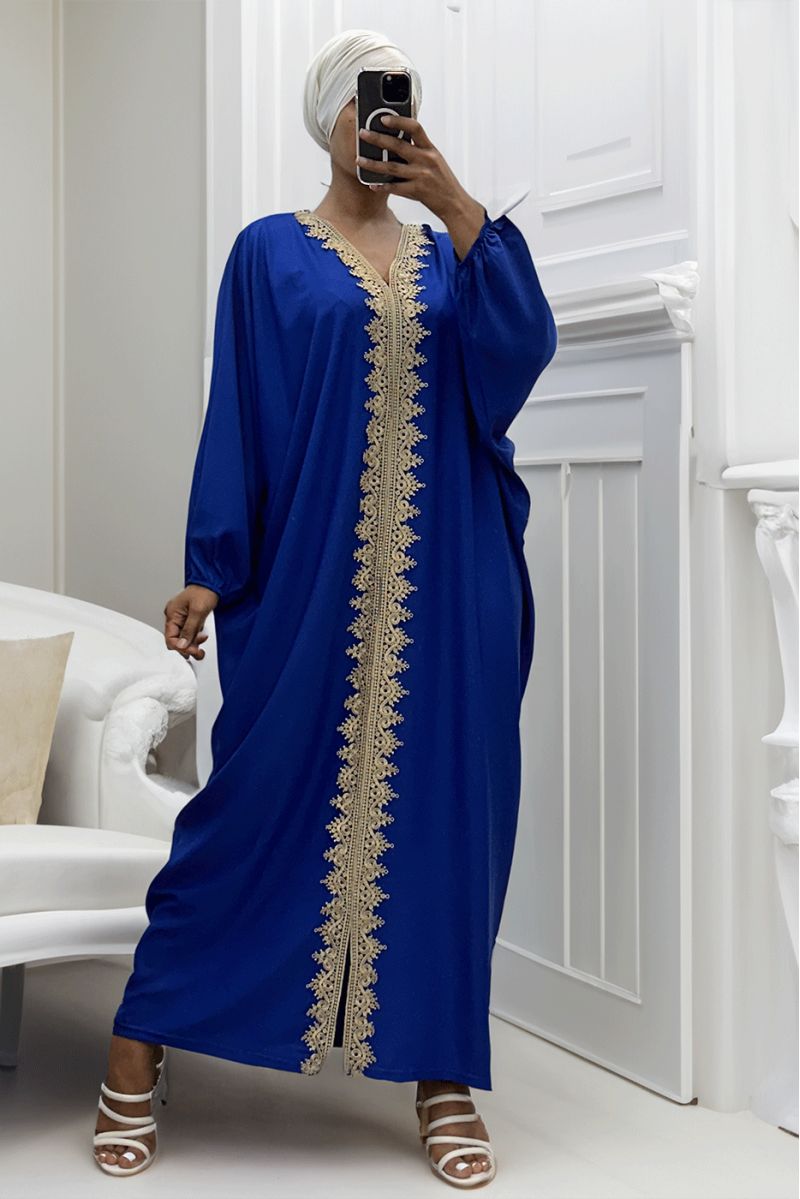 Long royal over size abaya with pretty lace - 4