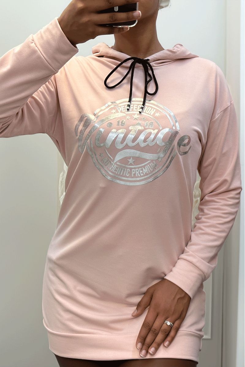 Pink hoodie with VINTAGE writing on the front - 2