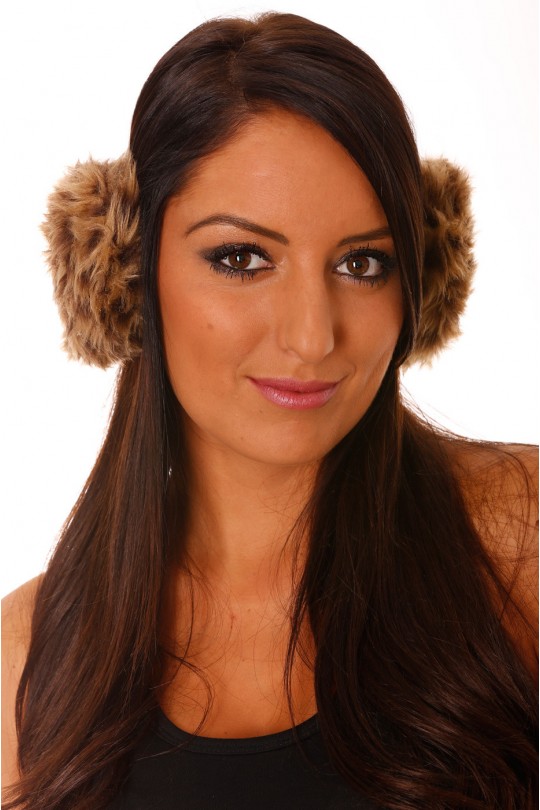 Leopard Camel Fleece-stijl oorkappen. - 2