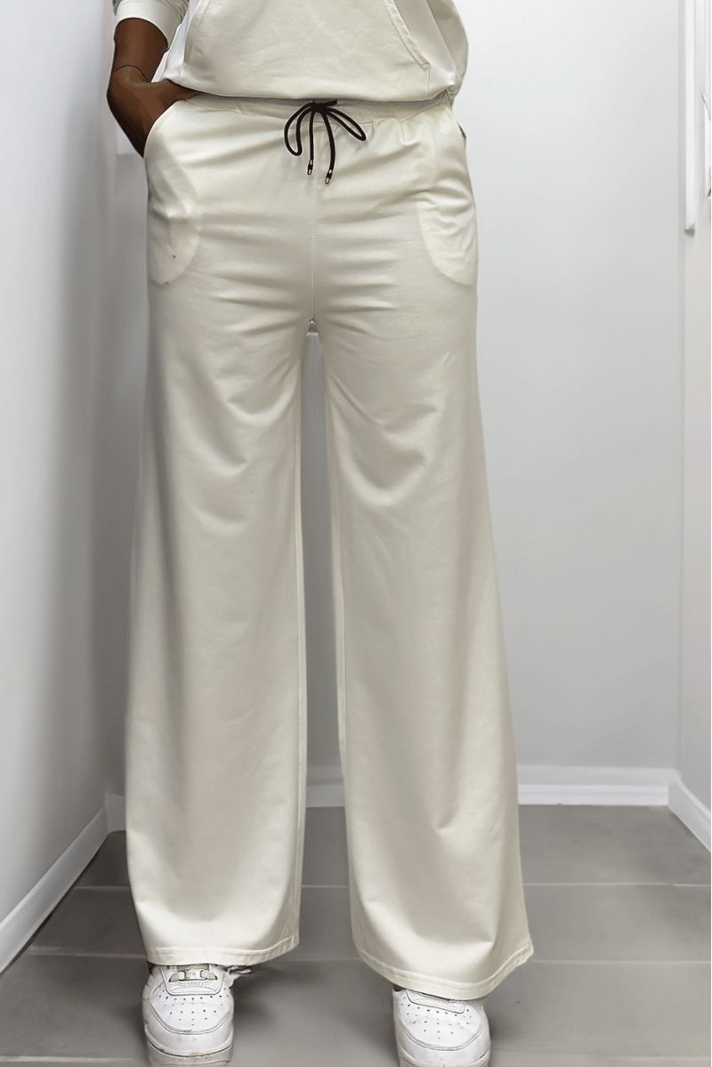 Pantalon palazzo blanc avec poches en coton - 1