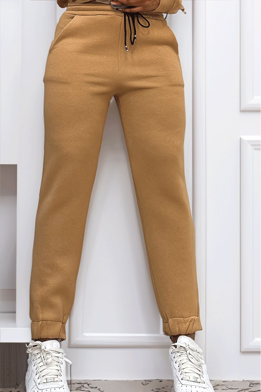 Ultradikke camel-joggingbroek van fleece met zakken - 6