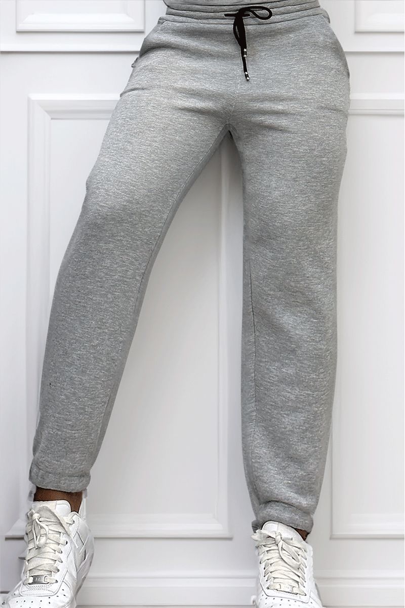 Ultra thick fleece joggers in gray with pockets - 5