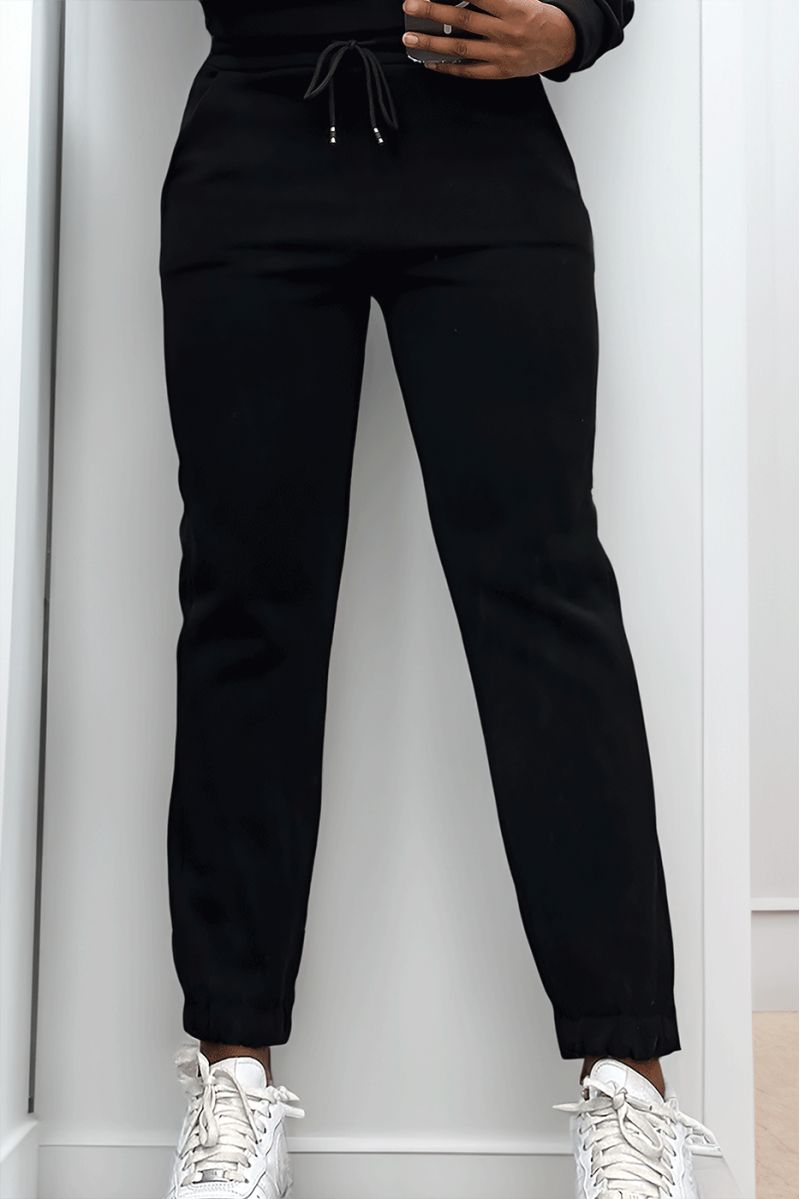 Ultra thick fleece joggers in black with pockets - 2