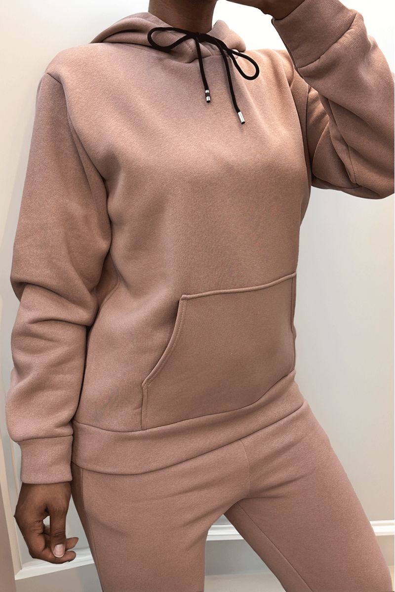 Sweat molletonné ultra épais en rose avec poches - 1