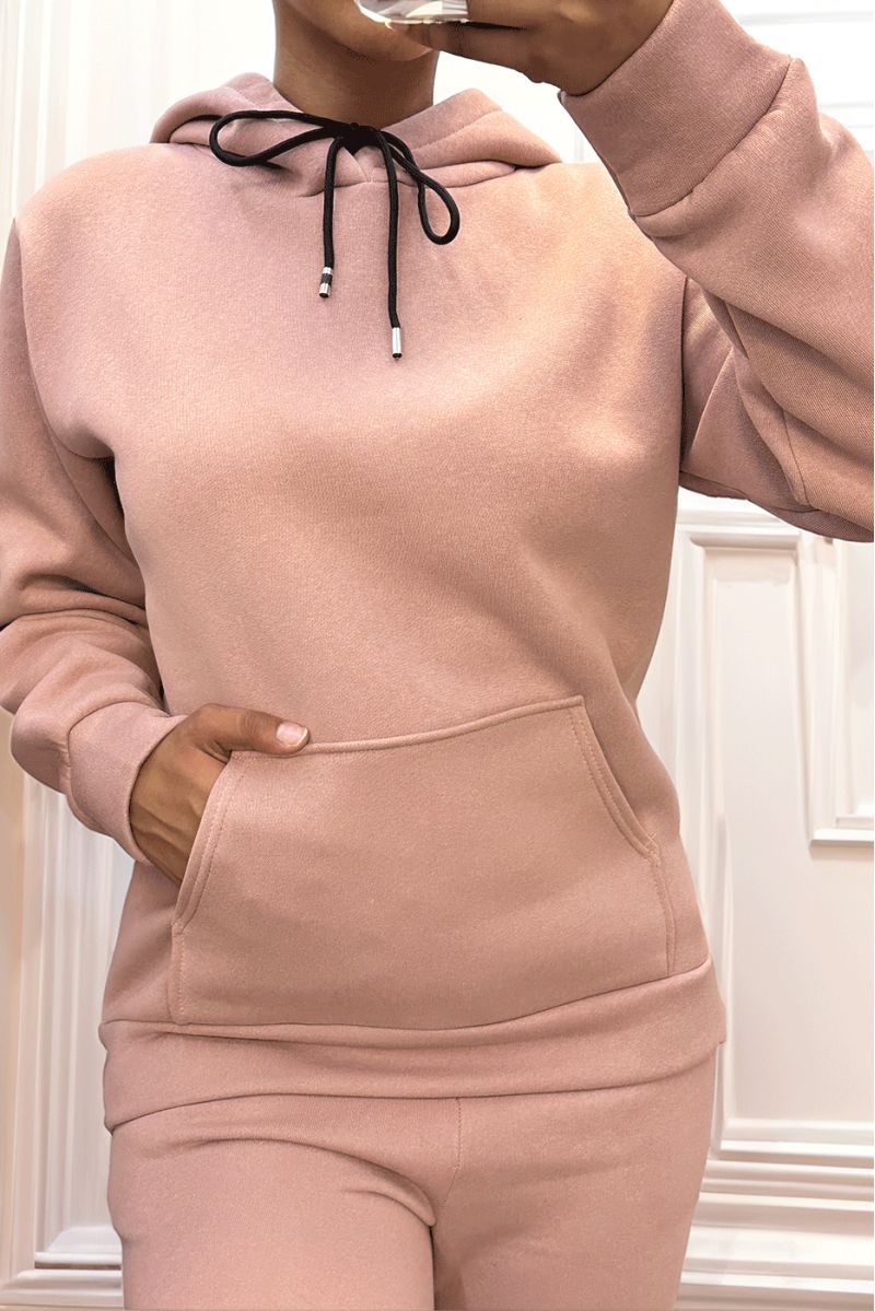 Sweat molletonné ultra épais en rose avec poches - 2