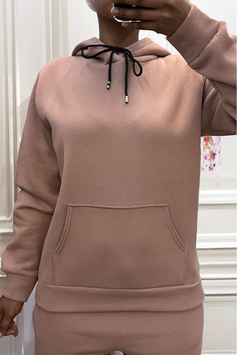 Sweat molletonné ultra épais en rose avec poches - 3