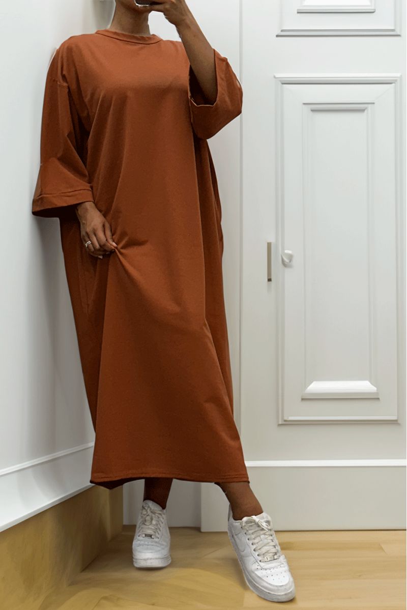 Lange oversize jurk van zeer dik zwart katoen - 3 Lange oversize jurk van zeer dik zwart katoen - 3