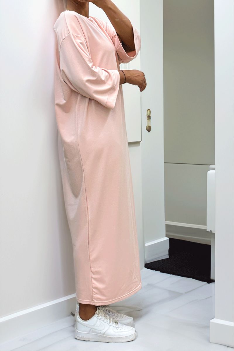 Lange oversize jurk van zeer dik roze katoen - 2
