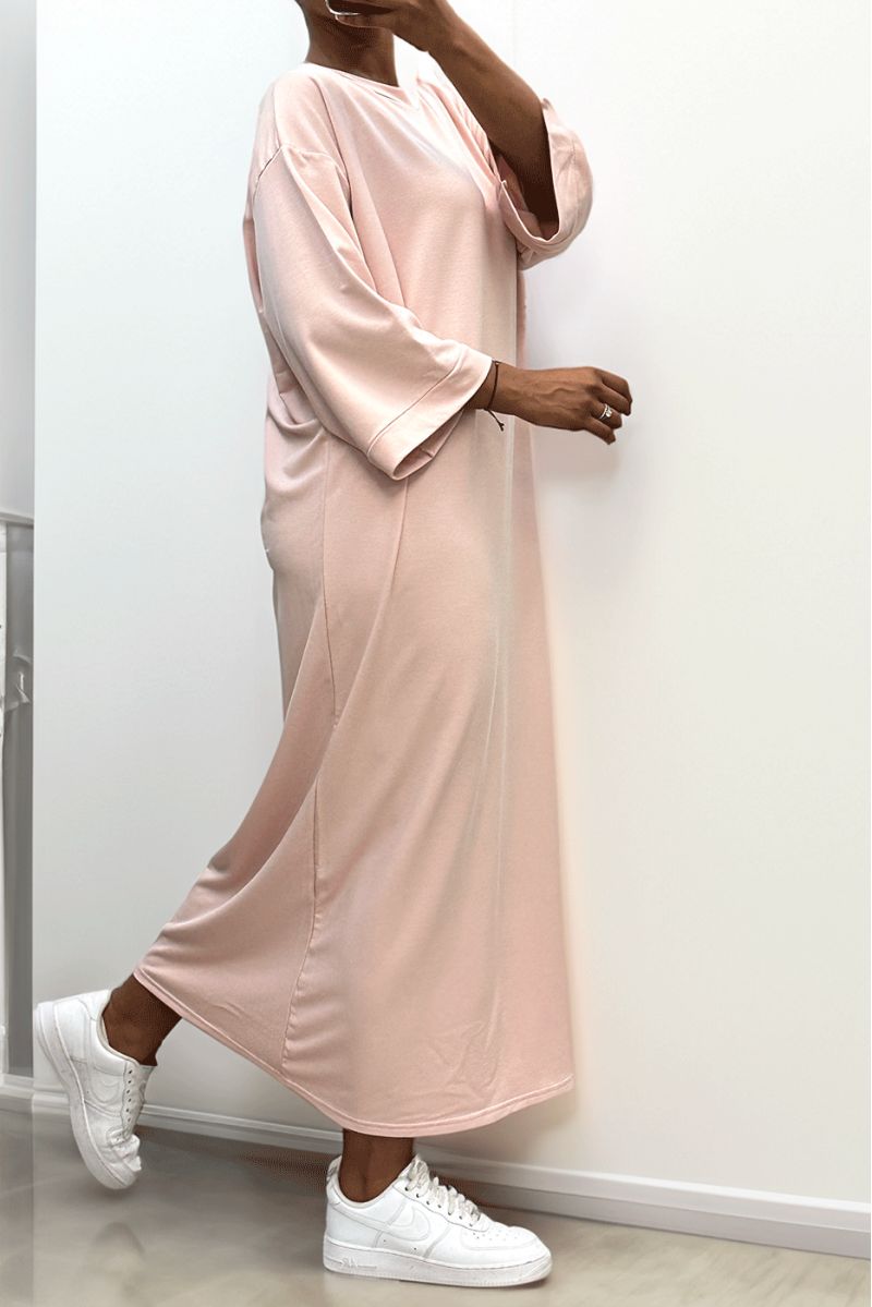 Long over size dress in very thick pink cotton - 4