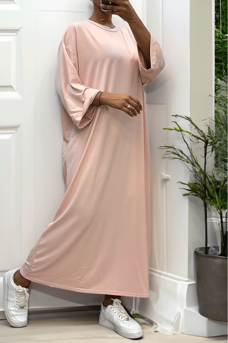 Long over size dress in very thick pink cotton - 7