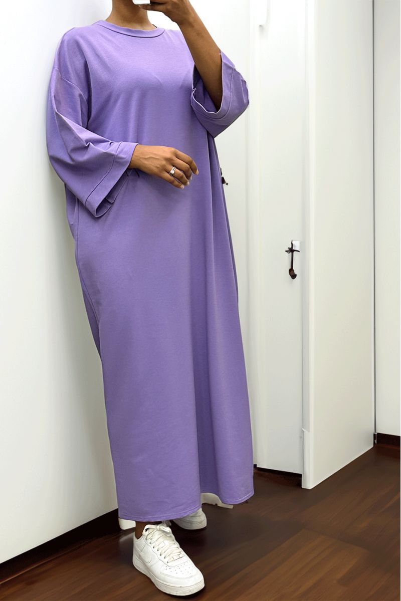 Lange oversize jurk van zeer dik lila katoen - 4