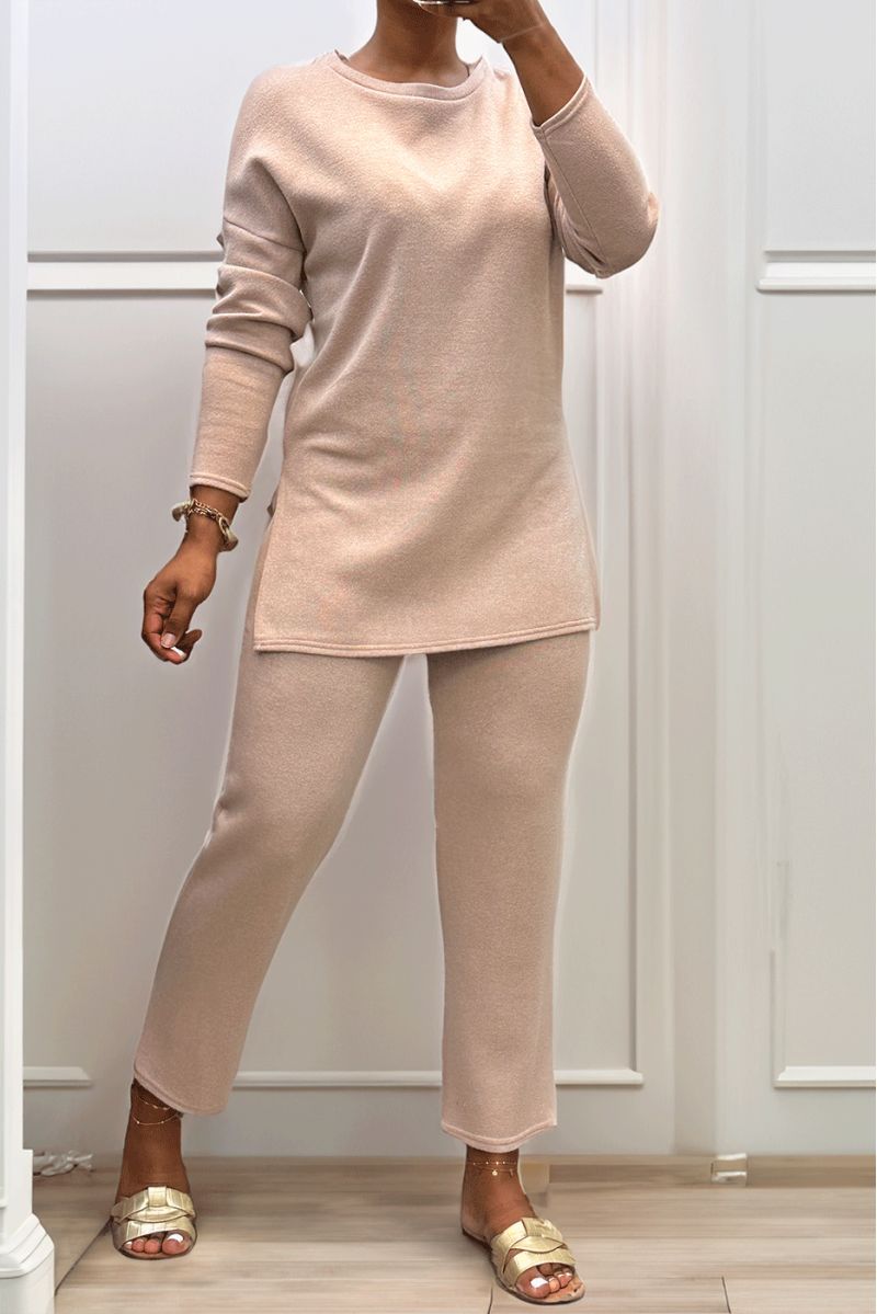 Ensemble tunique et pantalon rose - 1