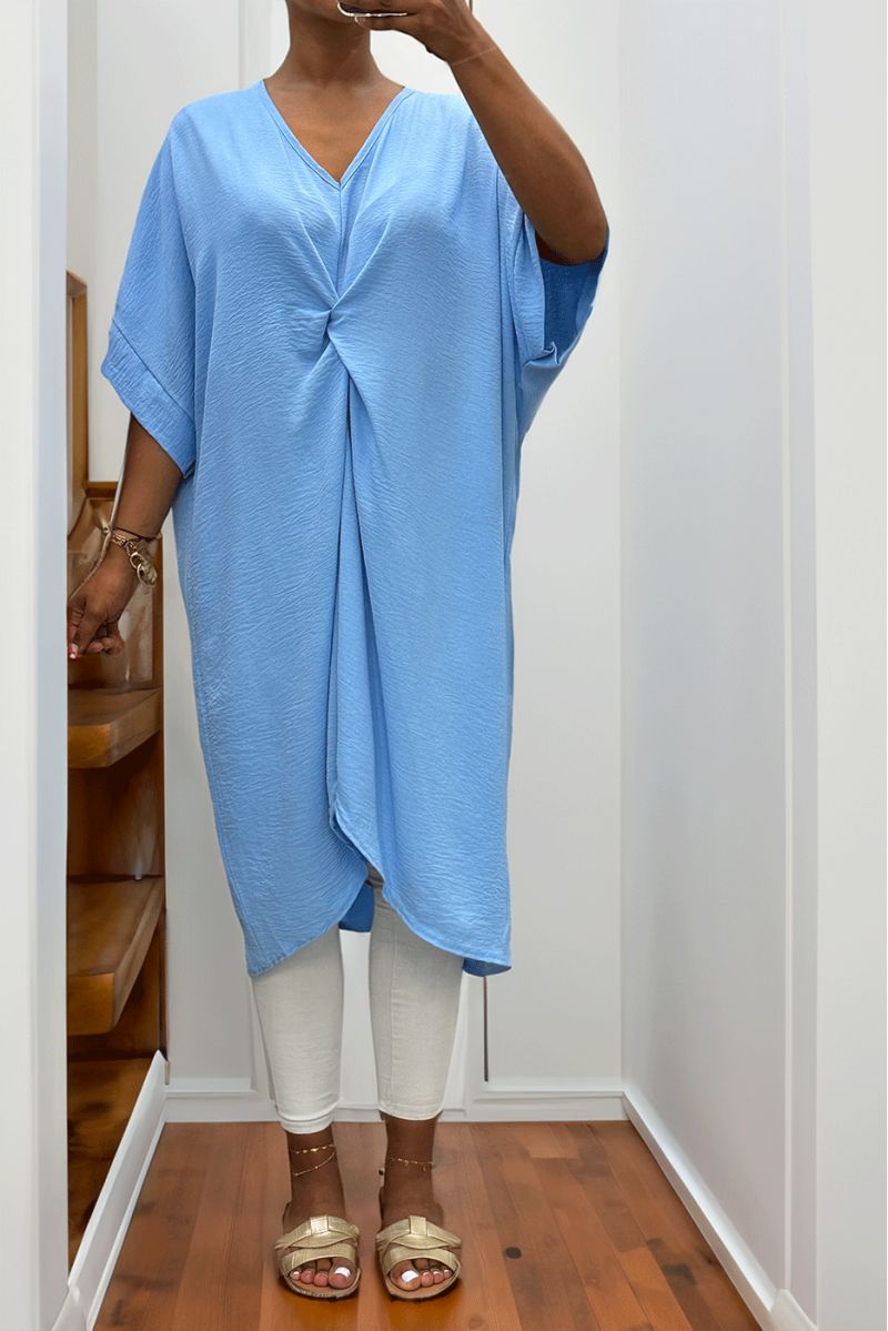 Gedraaide turquoise jurk - 1