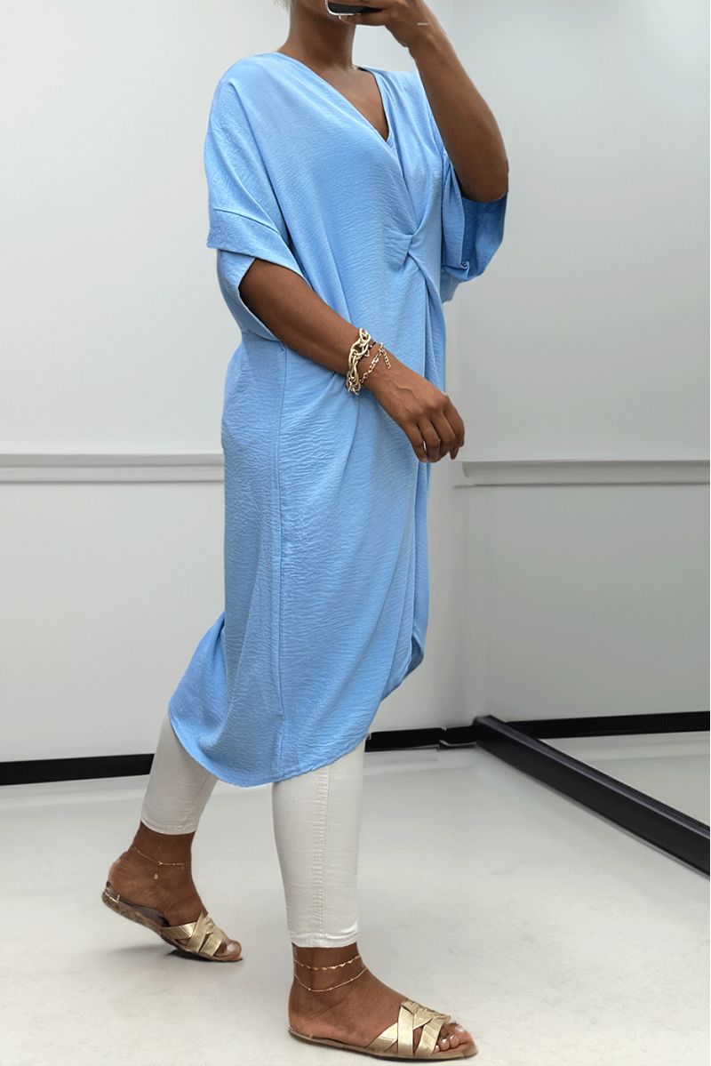 Gedraaide turquoise jurk - 3