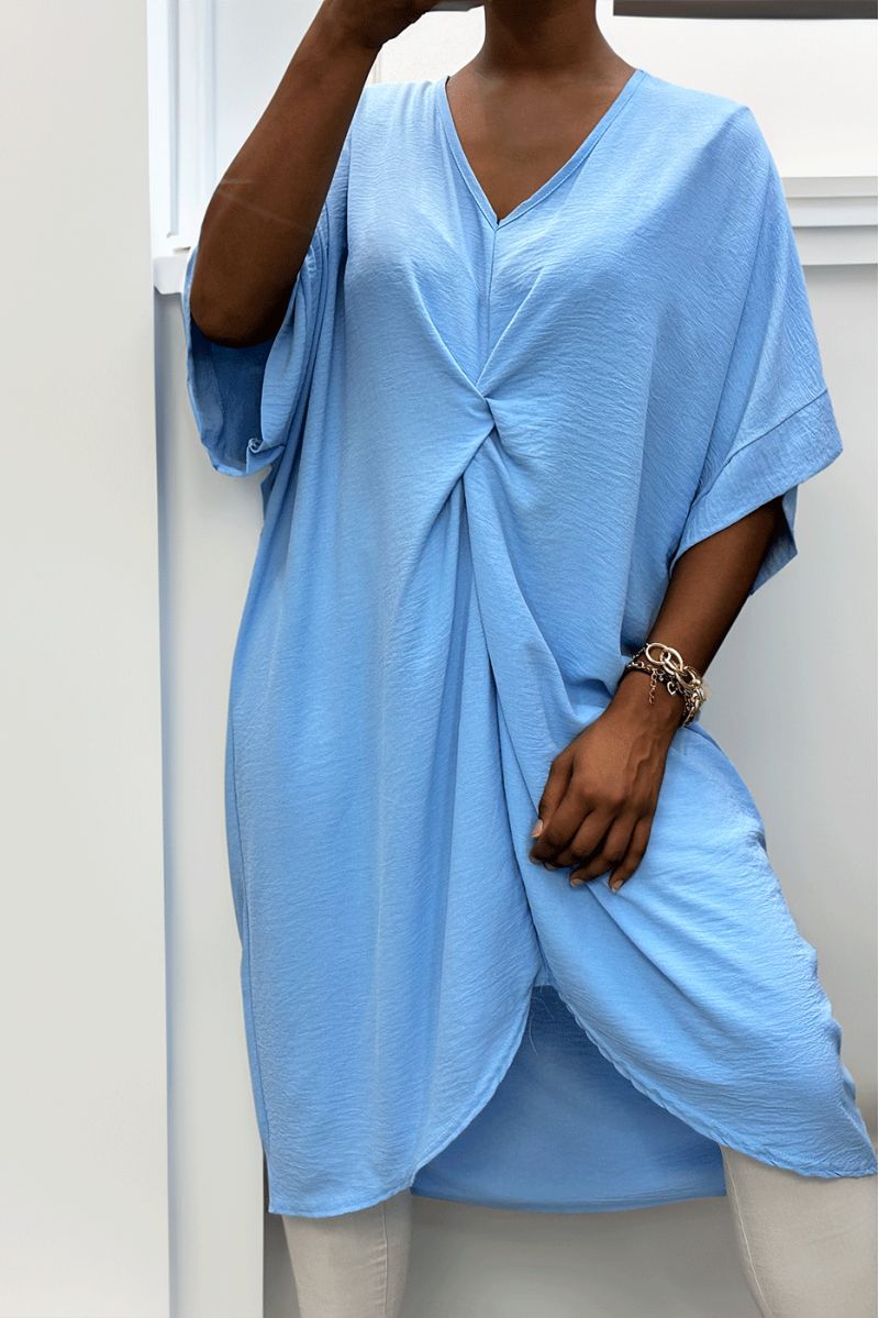 Gedraaide turquoise jurk - 4