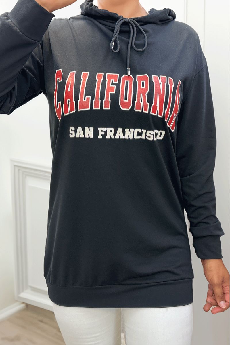 Zwarte hoodie met CALIFORNIA-opschrift - 1