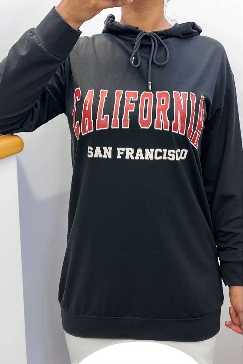 Zwarte hoodie met CALIFORNIA-opschrift - 2