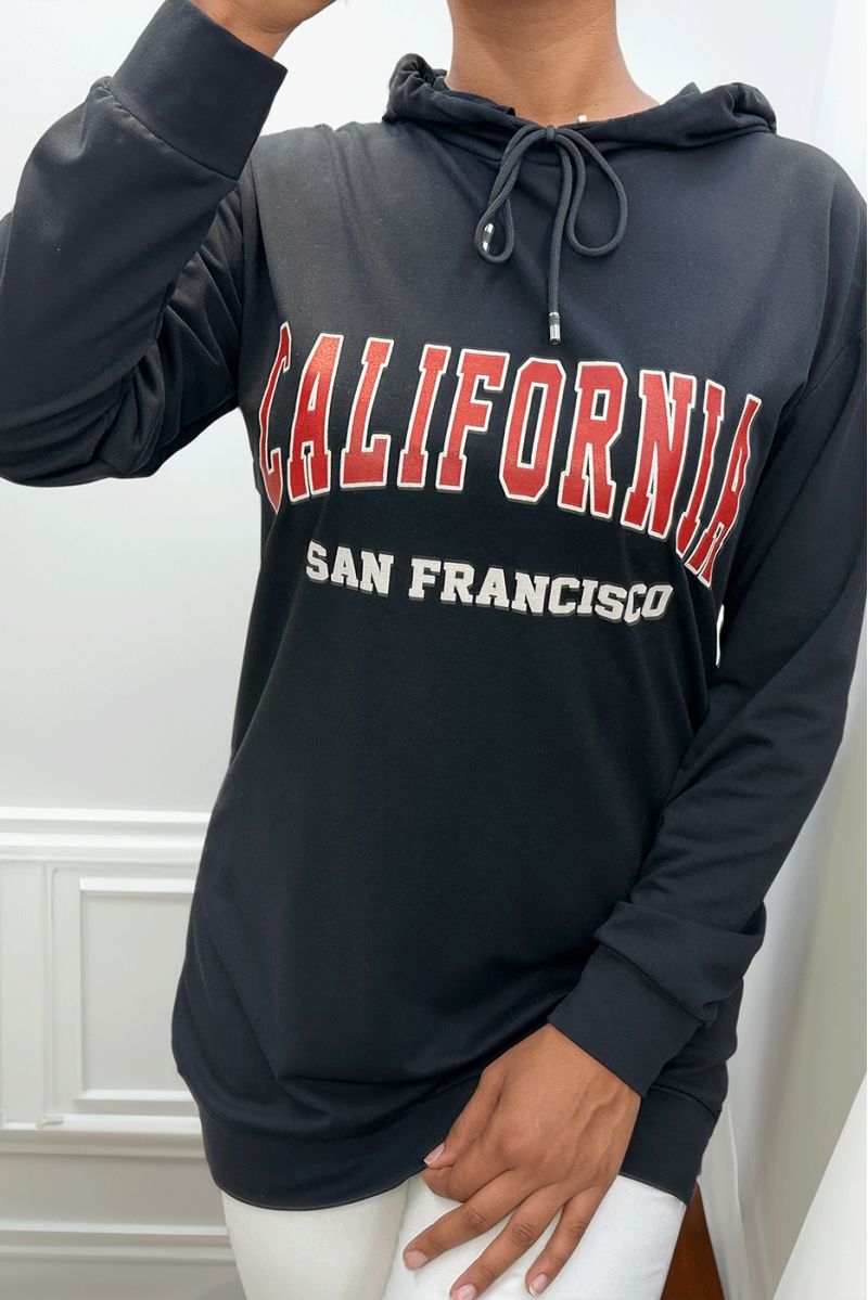 Zwarte hoodie met CALIFORNIA-opschrift - 4