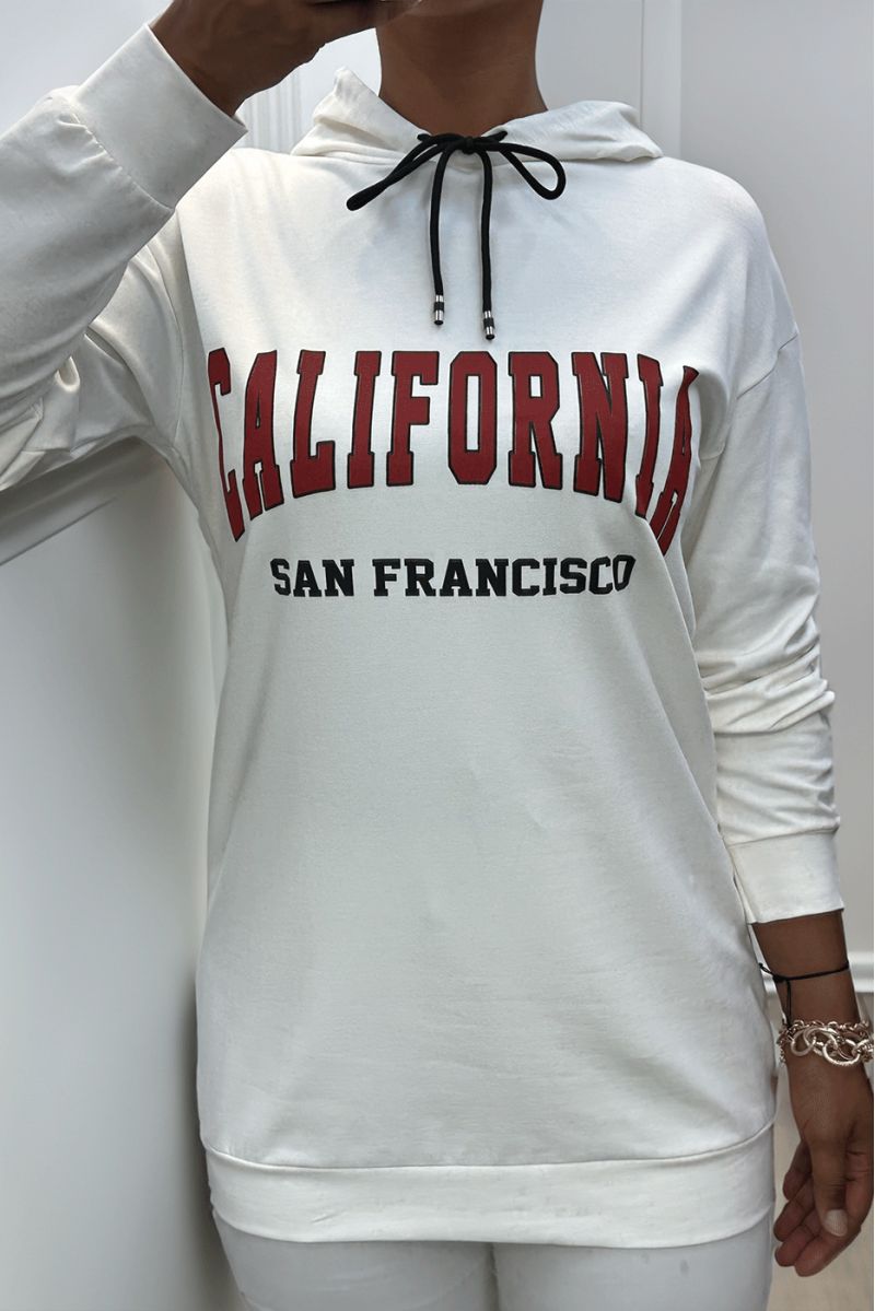 Witte hoodie met CALIFORNIA-opschrift - 1