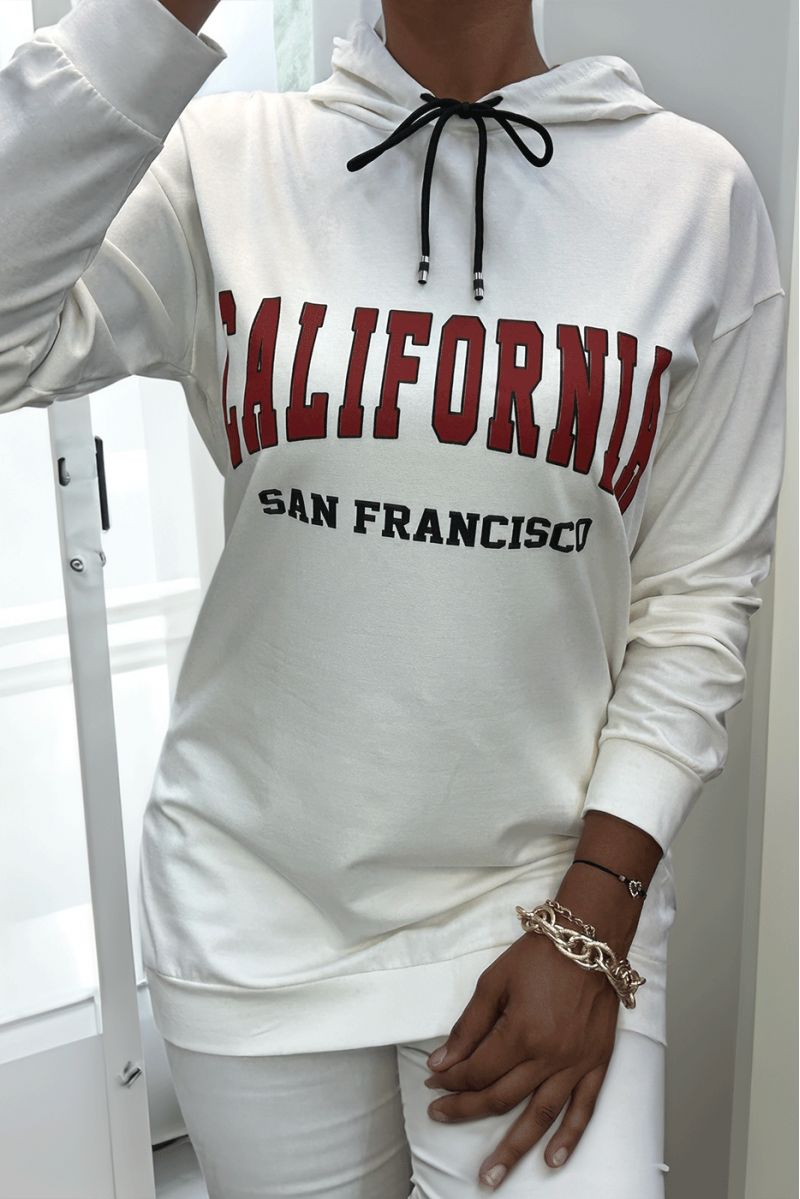 Witte hoodie met CALIFORNIA-opschrift - 4