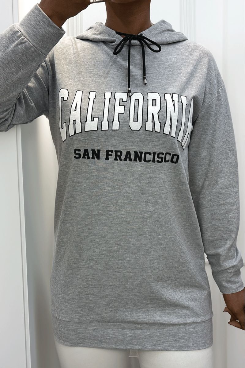 Grijze hoodie met CALIFORNIA-opschrift - 1