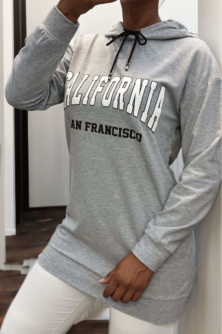 AaaozKjie Pull à capuche décontracté pour femme - Pour l'hiver et l'automne, gris, S