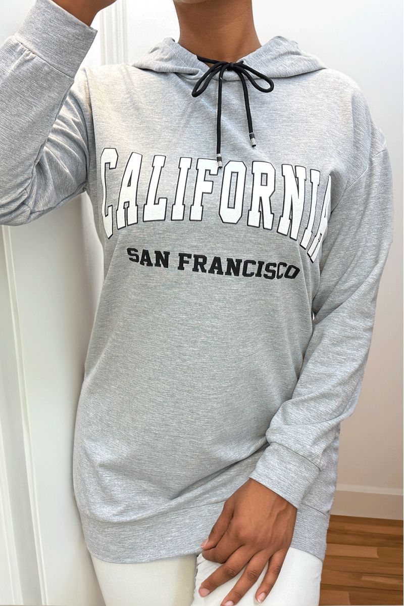 Grijze hoodie met CALIFORNIA-opschrift - 3
