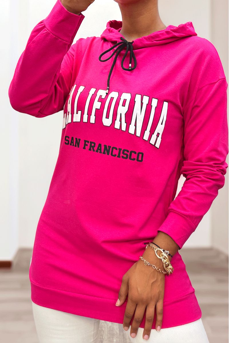 Fuchsia hoodie met CALIFORNIA-opschrift - 2