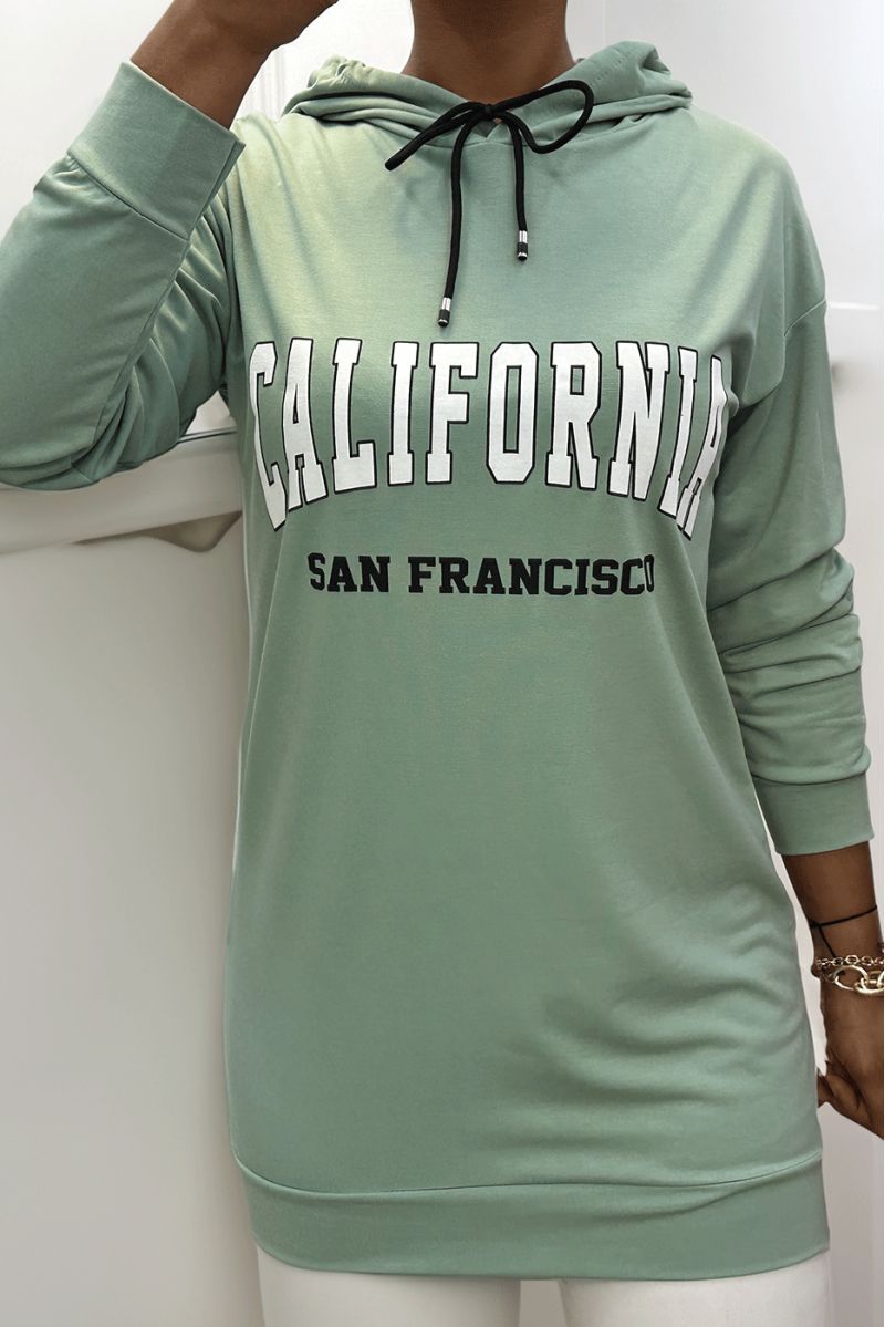 Watergroene hoodie met CALIFORNIA-opschrift - 1