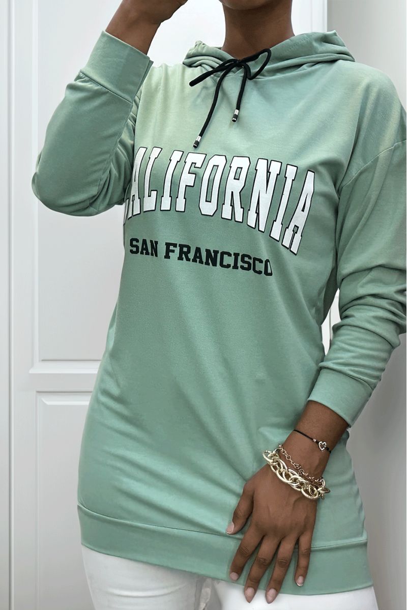 Watergroene hoodie met CALIFORNIA-opschrift - 2