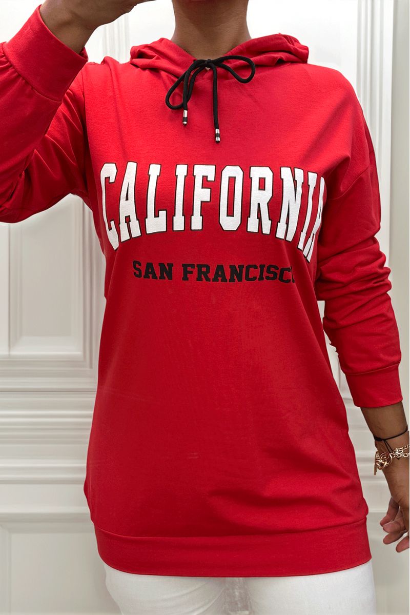 Rode hoodie met CALIFORNIA-opschrift - 1