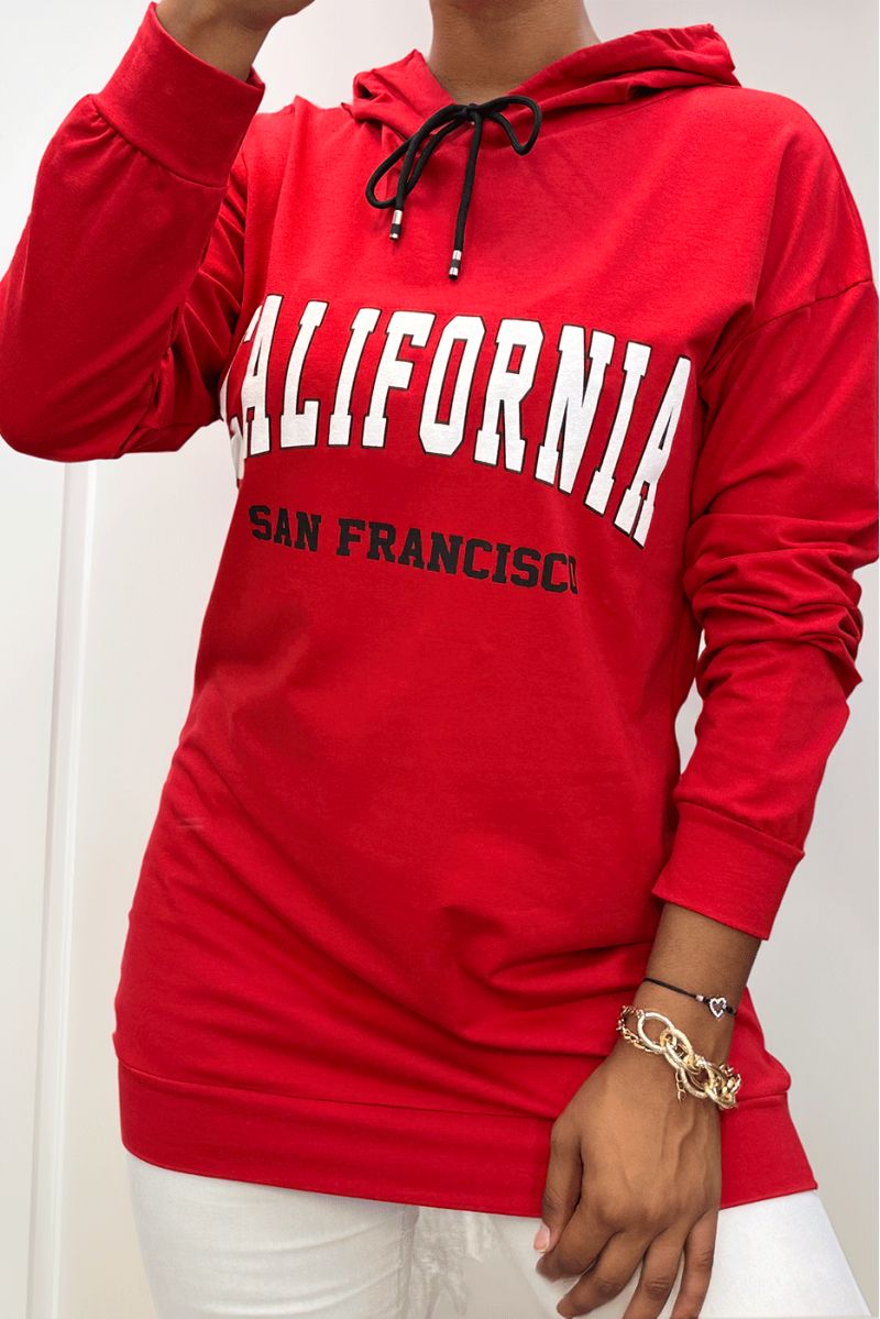 Rode hoodie met CALIFORNIA-opschrift - 2