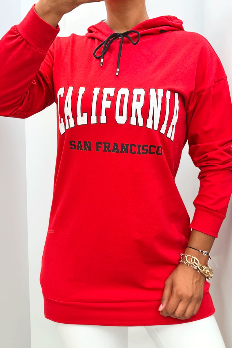 Rode hoodie met CALIFORNIA-opschrift - 3