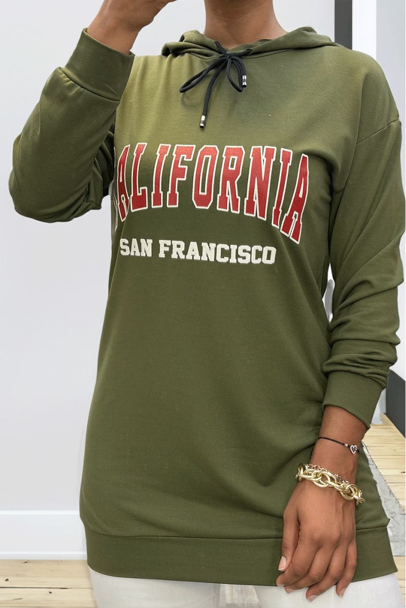 Kaki hoodie met CALIFORNIA-opschrift - 2