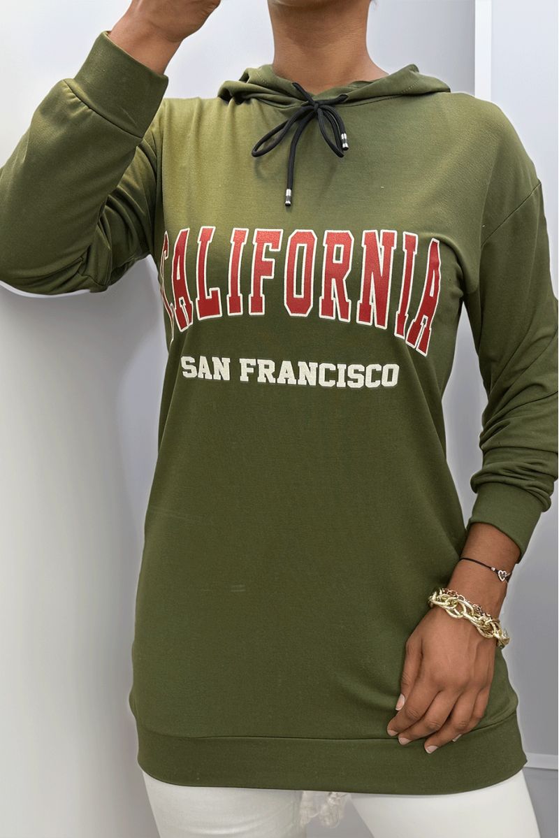 Kaki hoodie met CALIFORNIA-opschrift - 3