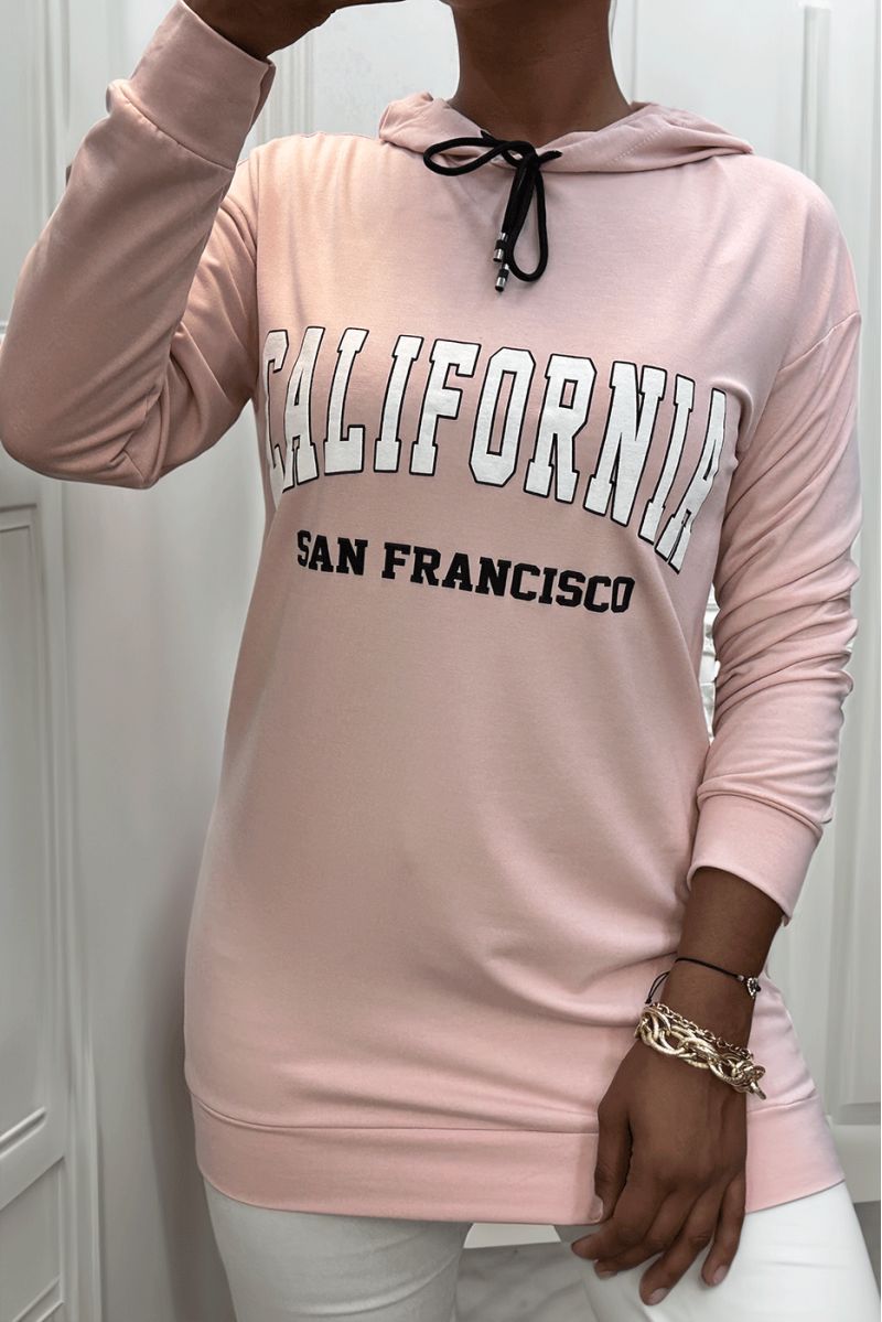 Roze hoodie met CALIFORNIA-opschrift - 1