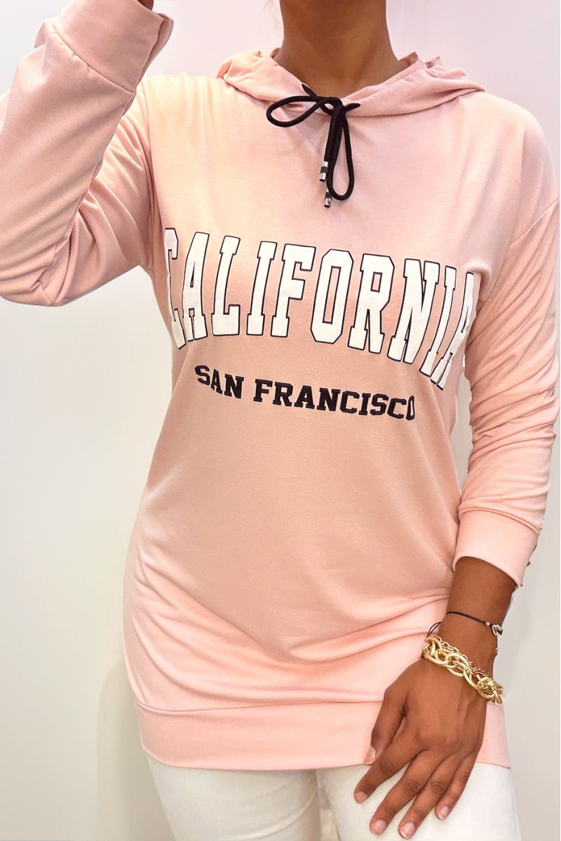 Roze hoodie met CALIFORNIA-opschrift - 2