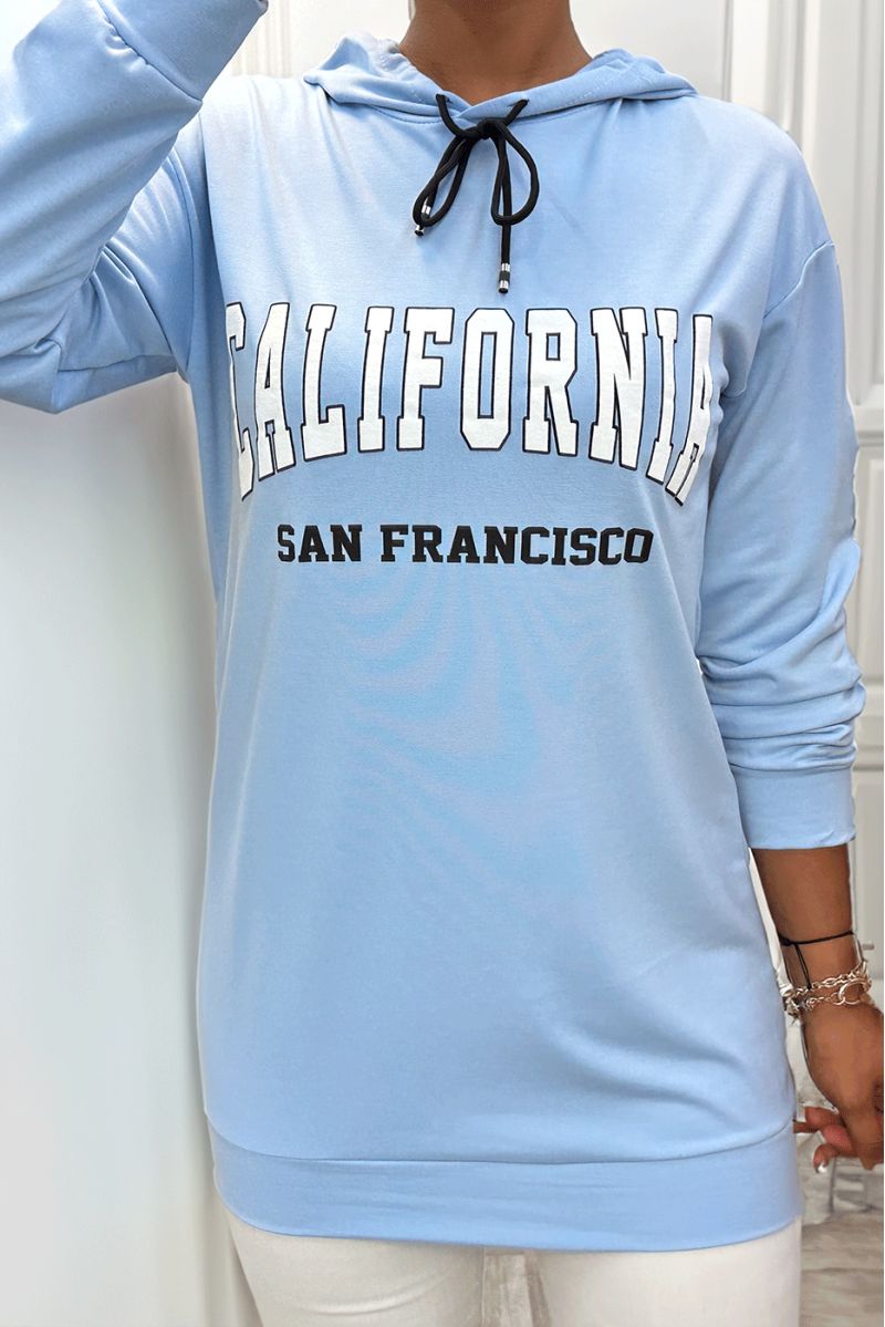 Turquoise hoodie met CALIFORNIA-opschrift - 1