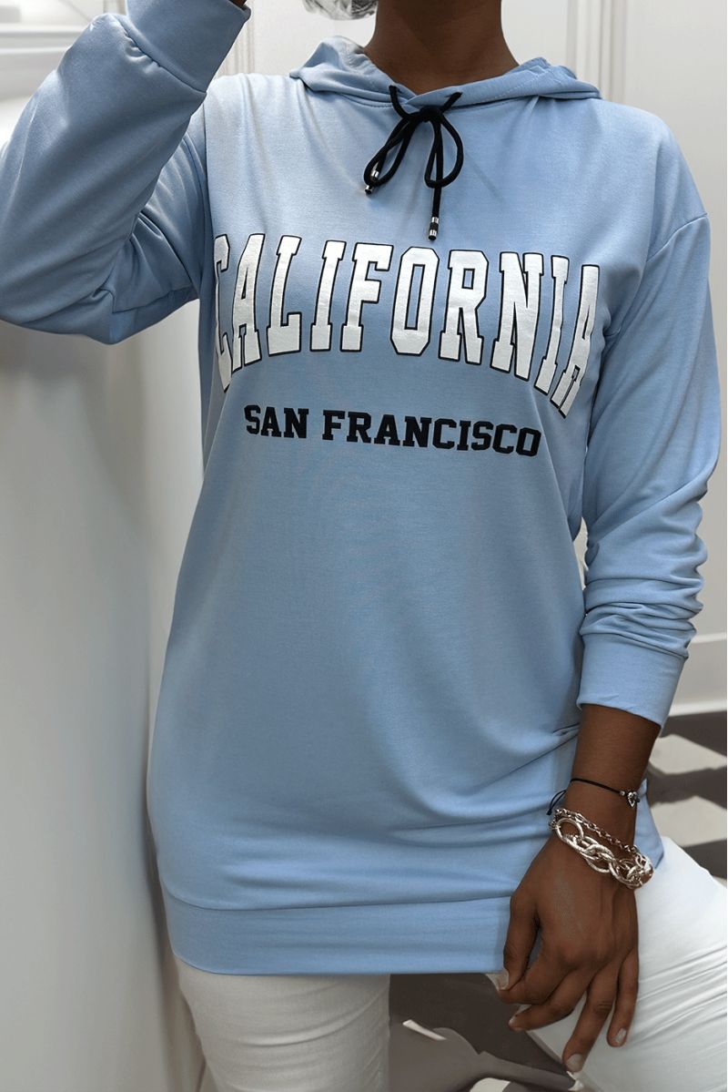 Turquoise hoodie met CALIFORNIA-opschrift - 2