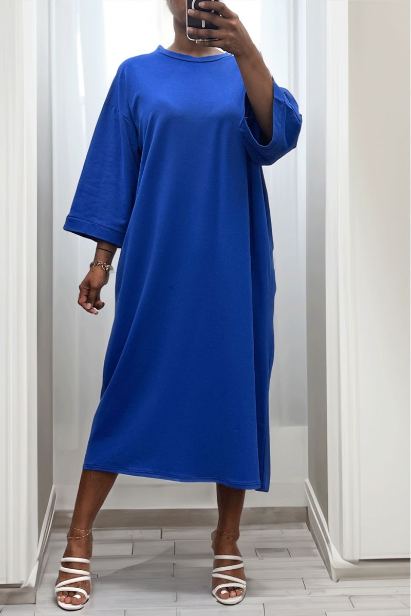 Long over size dress in very thick royal cotton - 1