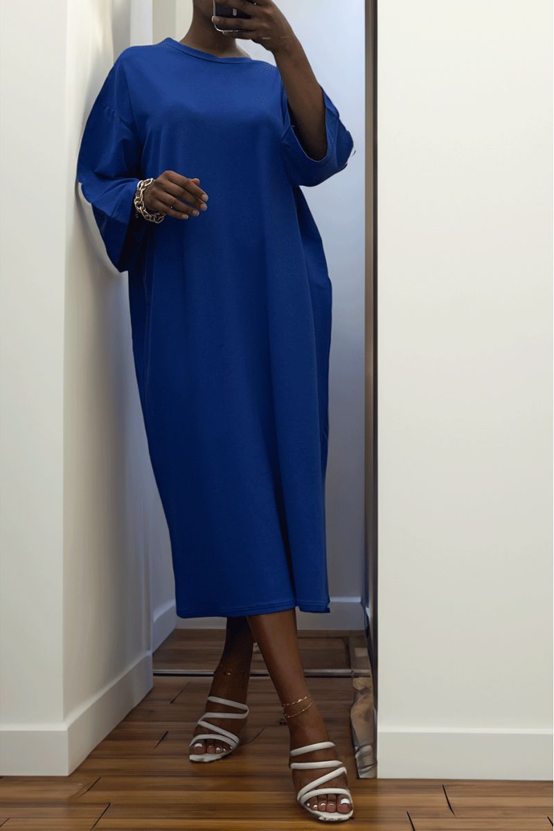 Long over size dress in very thick royal cotton - 4