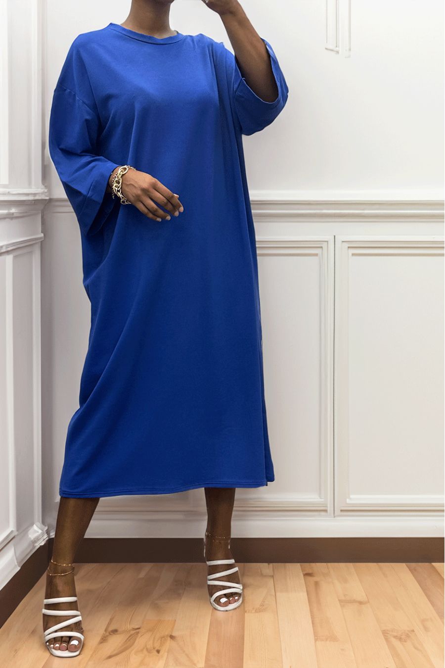 Lange oversize jurk van zeer dik koninklijk katoen - 5
