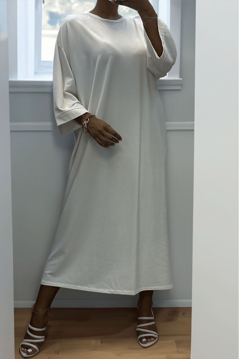 Long over size dress in very thick white cotton - 1