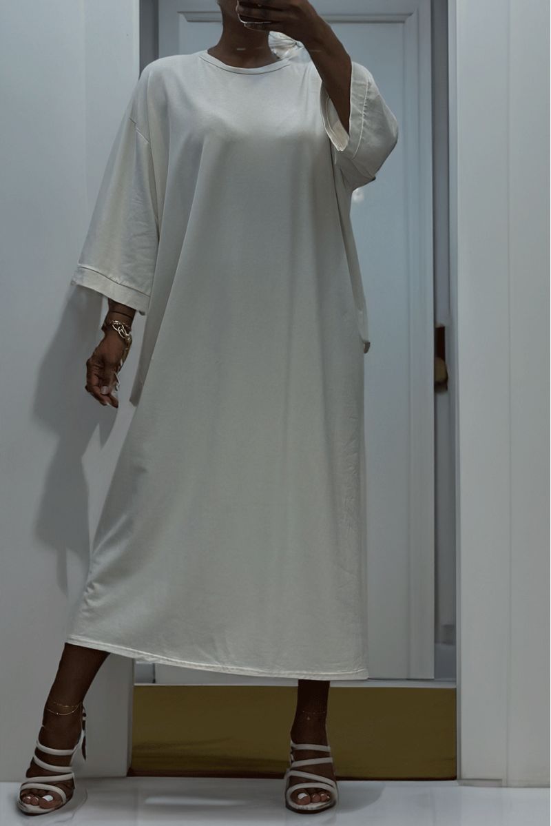 Long over size dress in very thick white cotton - 3